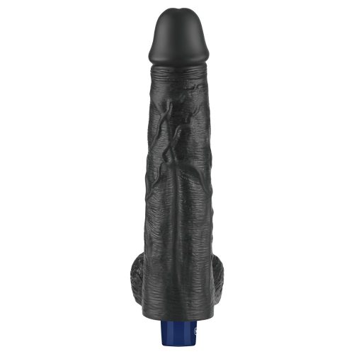 10" REAL SOFTEE wiederaufladbarer vibrierender Dildo (Schwarz)_B15O50_4