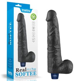   10,5" REAL SOFTEE wiederaufladbarer vibrierender Dildo (Schwarz)_B15O50_4
