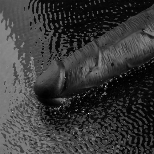 10,5" REAL SOFTEE wiederaufladbarer vibrierender Dildo (Schwarz)_B15O50_4