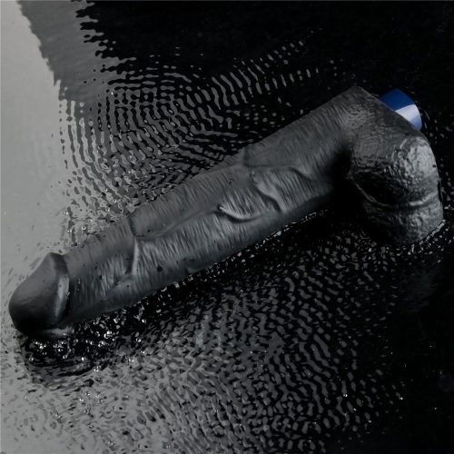10,5" REAL SOFTEE wiederaufladbarer vibrierender Dildo (Schwarz)_B15O50_4