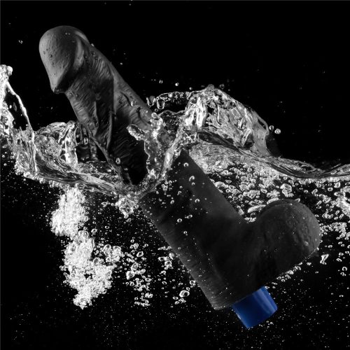 10,5" REAL SOFTEE wiederaufladbarer vibrierender Dildo (Schwarz)_B15O50_4