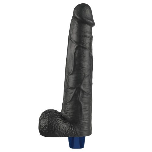 10,5" REAL SOFTEE wiederaufladbarer vibrierender Dildo (Schwarz)_B15O50_4
