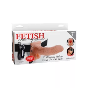 7" vibrierender, hohler Strap-On mit Balls Light/Black