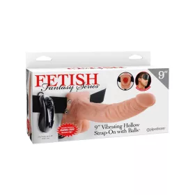 9" vibrierender, hohler Strap-On mit Balls Light/Black