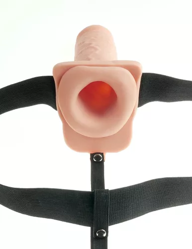 7" hohles Strap-On Licht/Schwarz