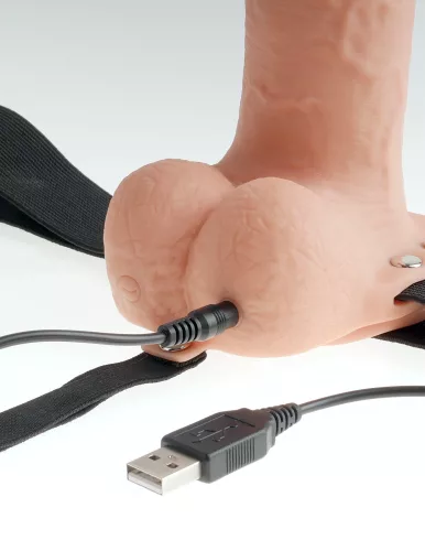 7" hohles Strap-On Licht/Schwarz