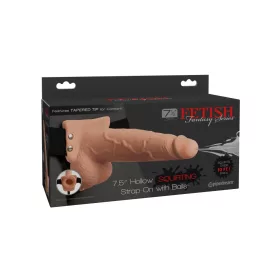 7" Squirting Hollow Strap-On Licht/Schwarz