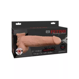 9" Squirting Hollow Strap-On Licht/Schwarz