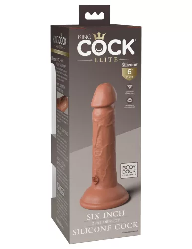 6" Dual-Density Vibrating Silicone Cock Tan