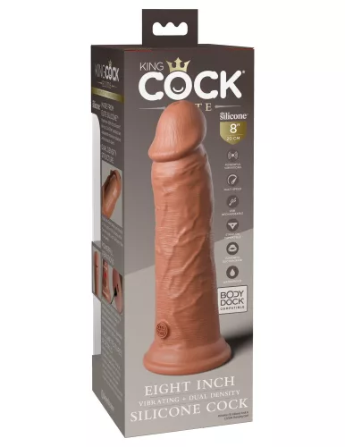 8" Dual-Density Vibrating Silicone Cock Tan
